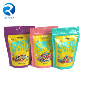 Korkealaatuinen mukautettu muotoilu Stand Up Pusseja karkkeja varten